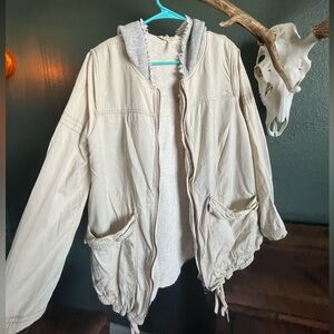 Free People Beige Hoody zip up